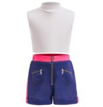 Costume de démon pop pour fille 3 pièces, veste orange, top blanc et short bleu, déguisement cosplay / Halloween – Image 5