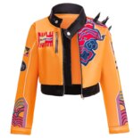 Costume de démon pop pour fille 3 pièces, veste orange, top blanc et short bleu, déguisement cosplay / Halloween – Image 4