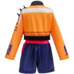 Costume de démon pop pour fille 3 pièces, veste orange, top blanc et short bleu, déguisement cosplay / Halloween – Image 2