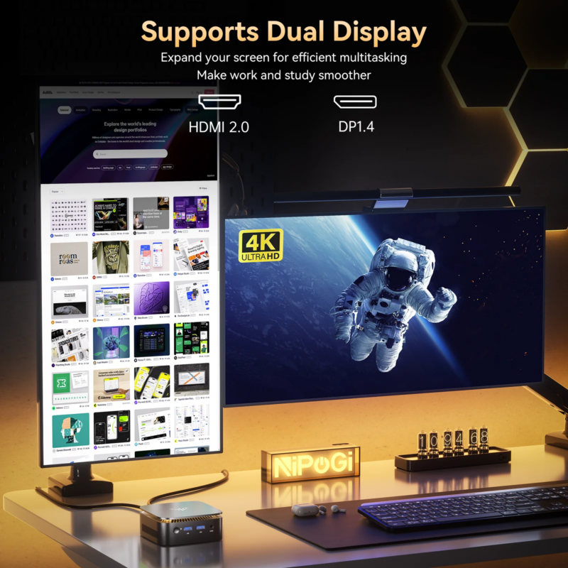 Mini PC NiPoGi E1, AMD Ryzen 3 3250U, 8 Go RAM, SSD 256 Go, Windows 11 Pro – Image 6