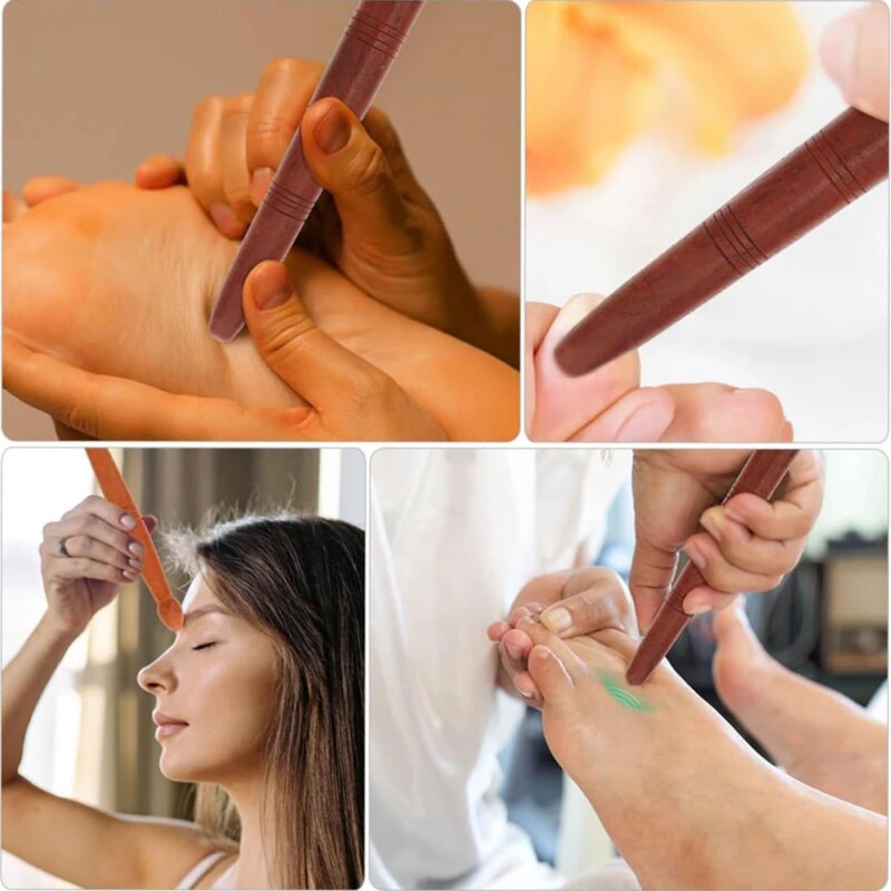 Bâton de massage en bois pour réflexologie – Pieds, mains, dos et visage – Image 3