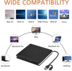 Lecteur CD/DVD externe USB 3.0 et USB-C – Graveur portable pour PC et Mac – Image 2
