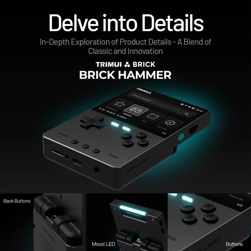 TRIMUI Brick Hammer TG3040 – Console rétro portable en aluminium CNC, écran IPS 3,2″ – Image 3