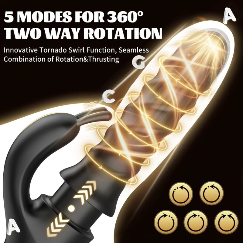 Vibromasseur Rabbit Tornado G-Spot Noir – Rotation 360°, poussée et 9 vibrations – Image 2