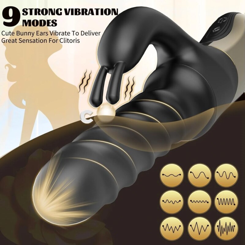 Vibromasseur Rabbit Tornado G-Spot Noir – Rotation 360°, poussée et 9 vibrations – Image 3