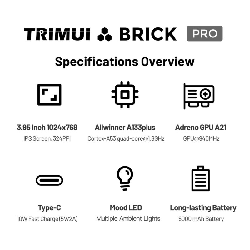 Console rétro portable TRIMUI BRICK PRO TG4040 – Écran IPS 3,95″, Linux, Wi-Fi et Bluetooth – Image 7