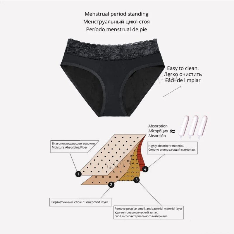 Culotte menstruelle post-partum à 4 couches – Taille mi-haute – Image 5
