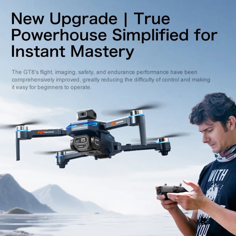 GT8 – Drone pliable brushless avec double caméra et télécommande à écran – Image 3
