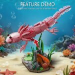 Axolotl Rose en Blocs de Construction – Salamandre Aquatique Articulée avec Décor Marin – Image 4