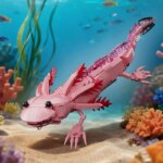 Axolotl Rose en Blocs de Construction – Salamandre Aquatique Articulée avec Décor Marin – Image 3
