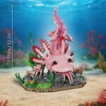 Axolotl Rose en Blocs de Construction – Salamandre Aquatique Articulée avec Décor Marin – Image 6
