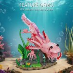 Axolotl Rose en Blocs de Construction – Salamandre Aquatique Articulée avec Décor Marin – Image 5