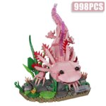 Axolotl Rose en Blocs de Construction – Salamandre Aquatique Articulée avec Décor Marin – Image 7