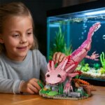 Axolotl Rose en Blocs de Construction – Salamandre Aquatique Articulée avec Décor Marin – Image 2