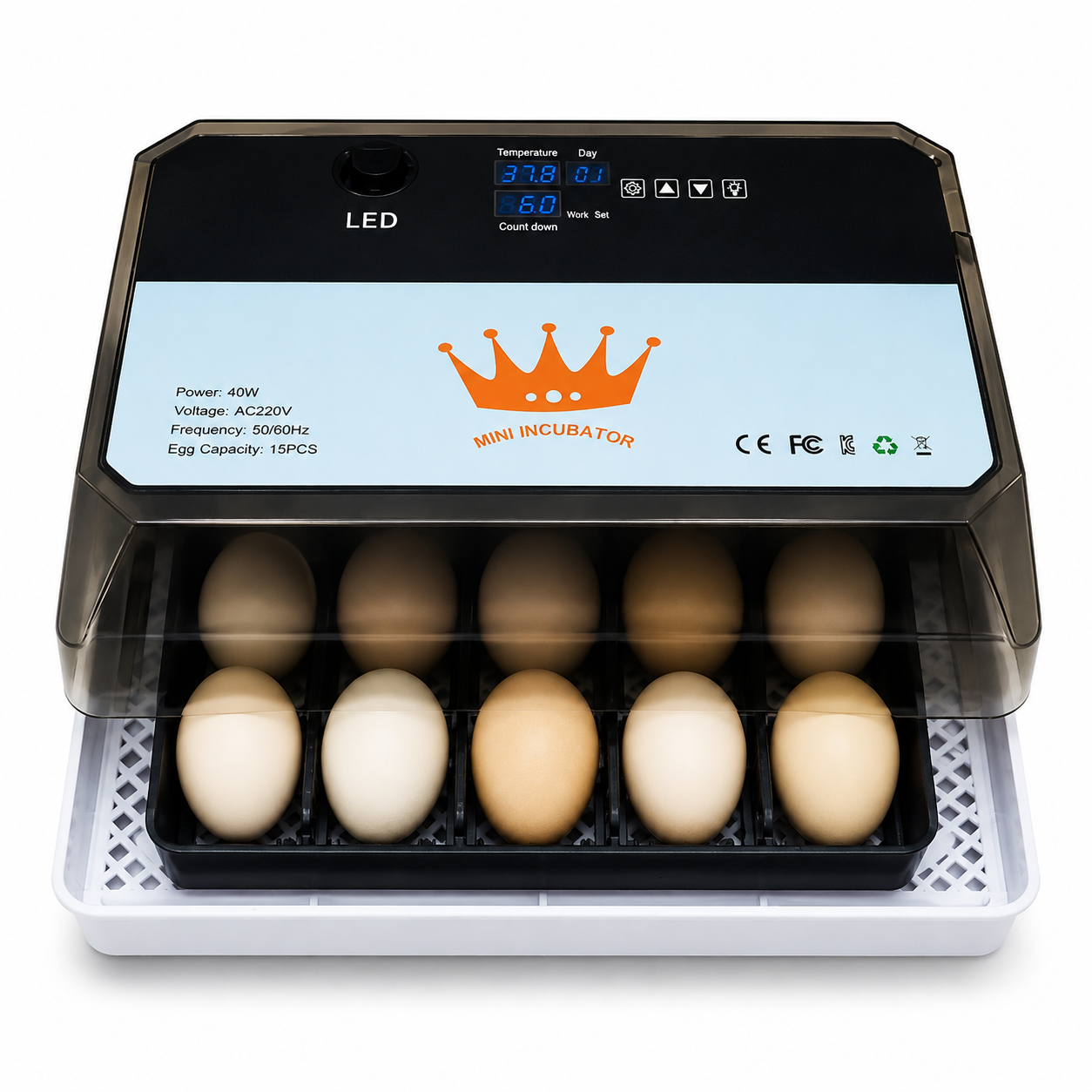 Mini incubateur automatique 15 œufs avec contrôle numérique de température