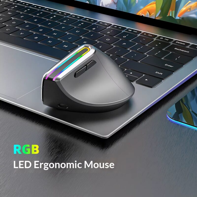 Souris verticale ergonomique V20 RGB – Bluetooth + 2,4 GHz, rechargeable USB-C – Image 5